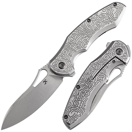 Kansept Echis K1071A3 front view – 3.45" stonewashed CPM S35VN drop point folding knife