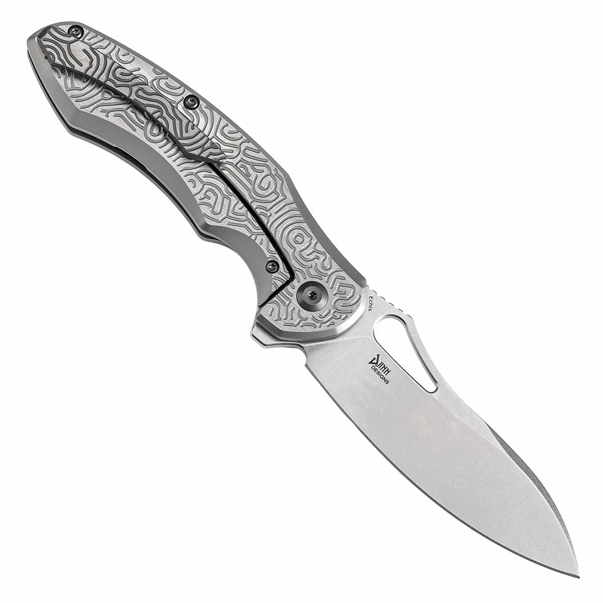 Kansept Echis K1071A3 open position showing CPM S35VN drop point blade