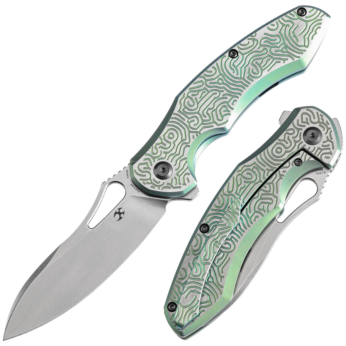 Kansept Echis K1071A4 front view – 3.45" black stonewashed CPM S35VN drop point folding knife