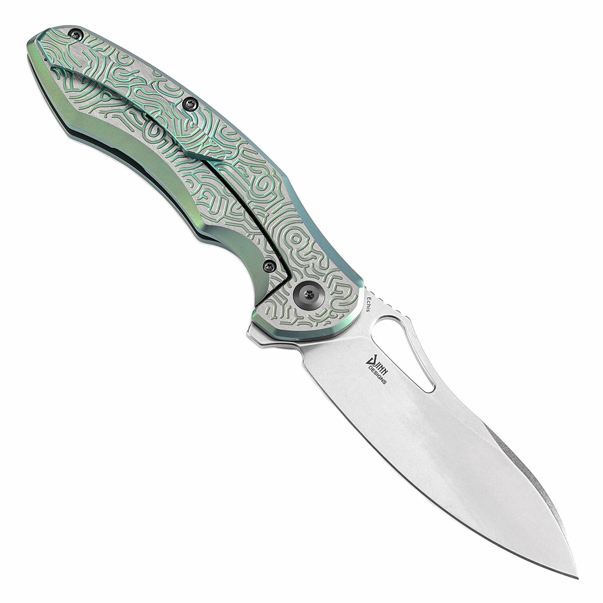 Kansept Echis K1071A4 open position showing CPM S35VN drop point blade