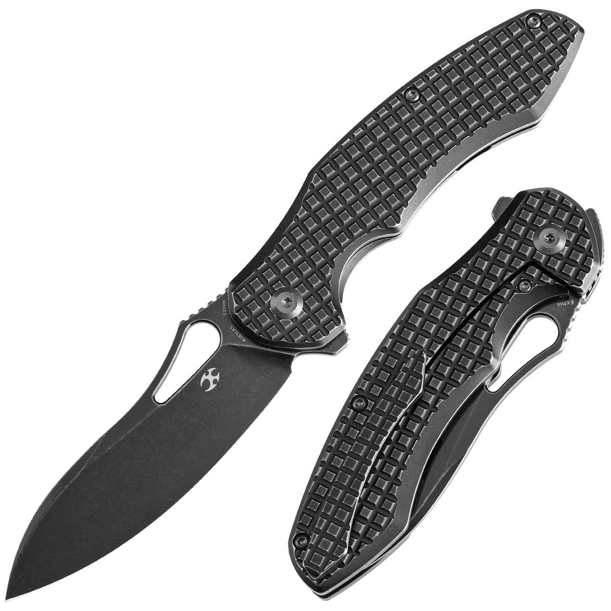 Kansept Echis K1071A5 front view – 3.45" black stonewashed CPM S35VN drop point folding knife