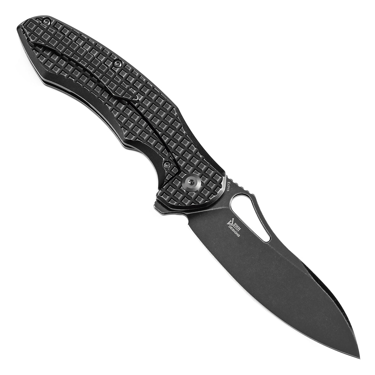 Kansept Echis K1071A5 open position showing CPM S35VN drop point blade