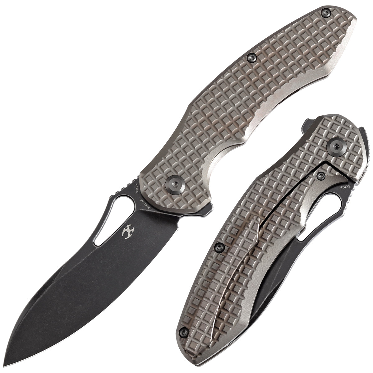 Kansept Echis K1071A6 front view – 3.45" black stonewashed CPM S35VN drop point folding knife