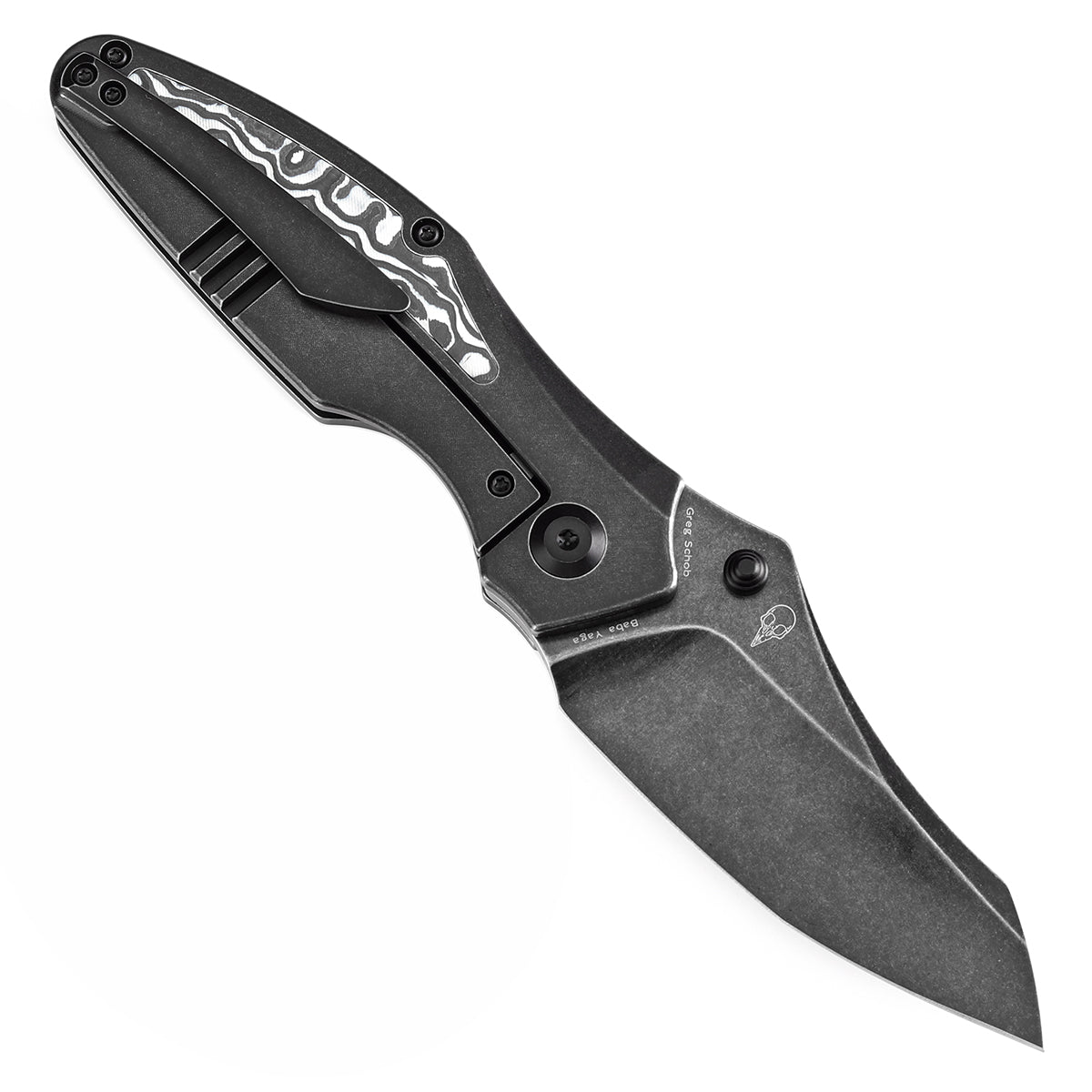 Kansept Baba Yaga K1074A3 open position showing CPM 20CV Wharncliffe blade