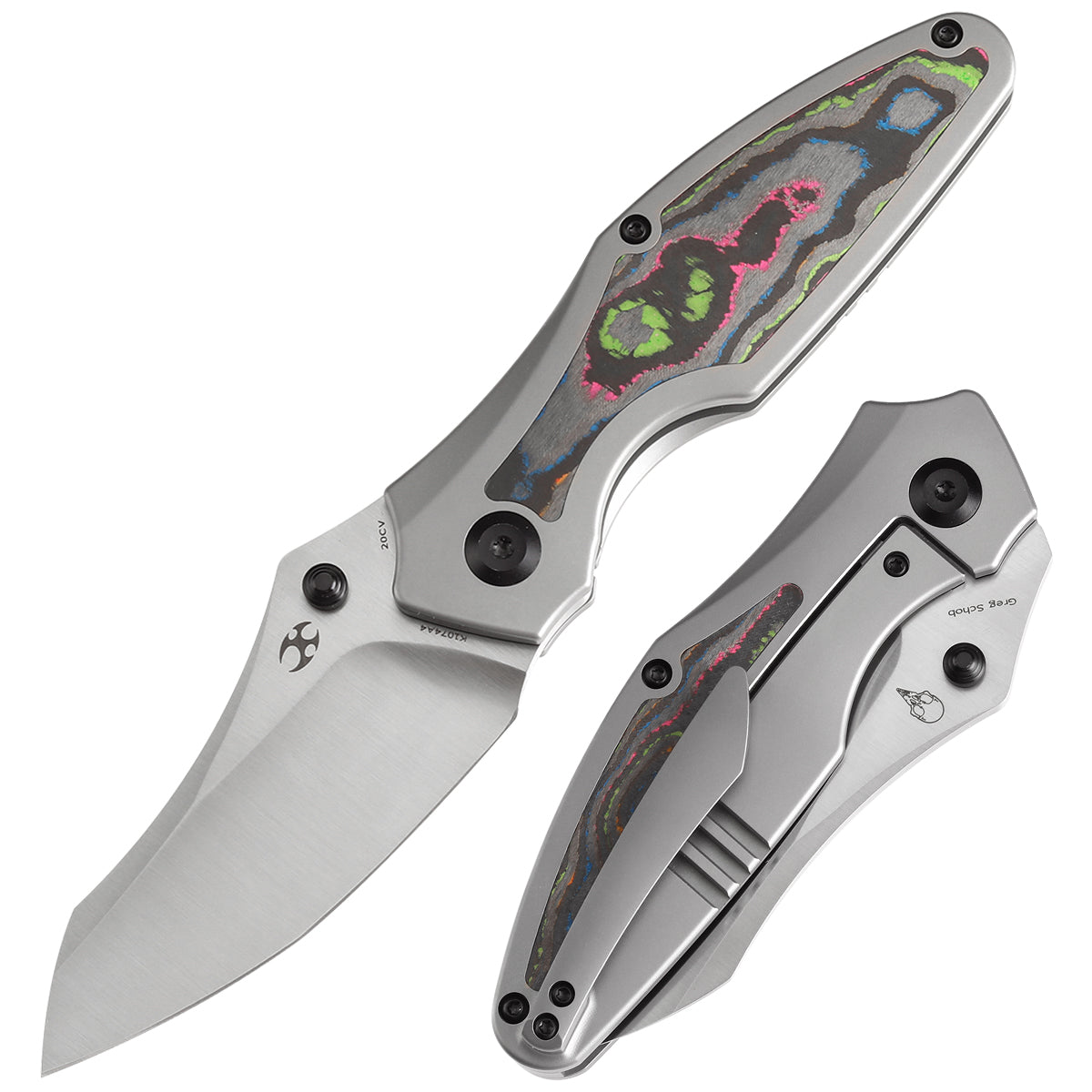 Kansept Baba Yaga K1074A4 front view – 3.06" satin CPM 20CV Wharncliffe folding knife