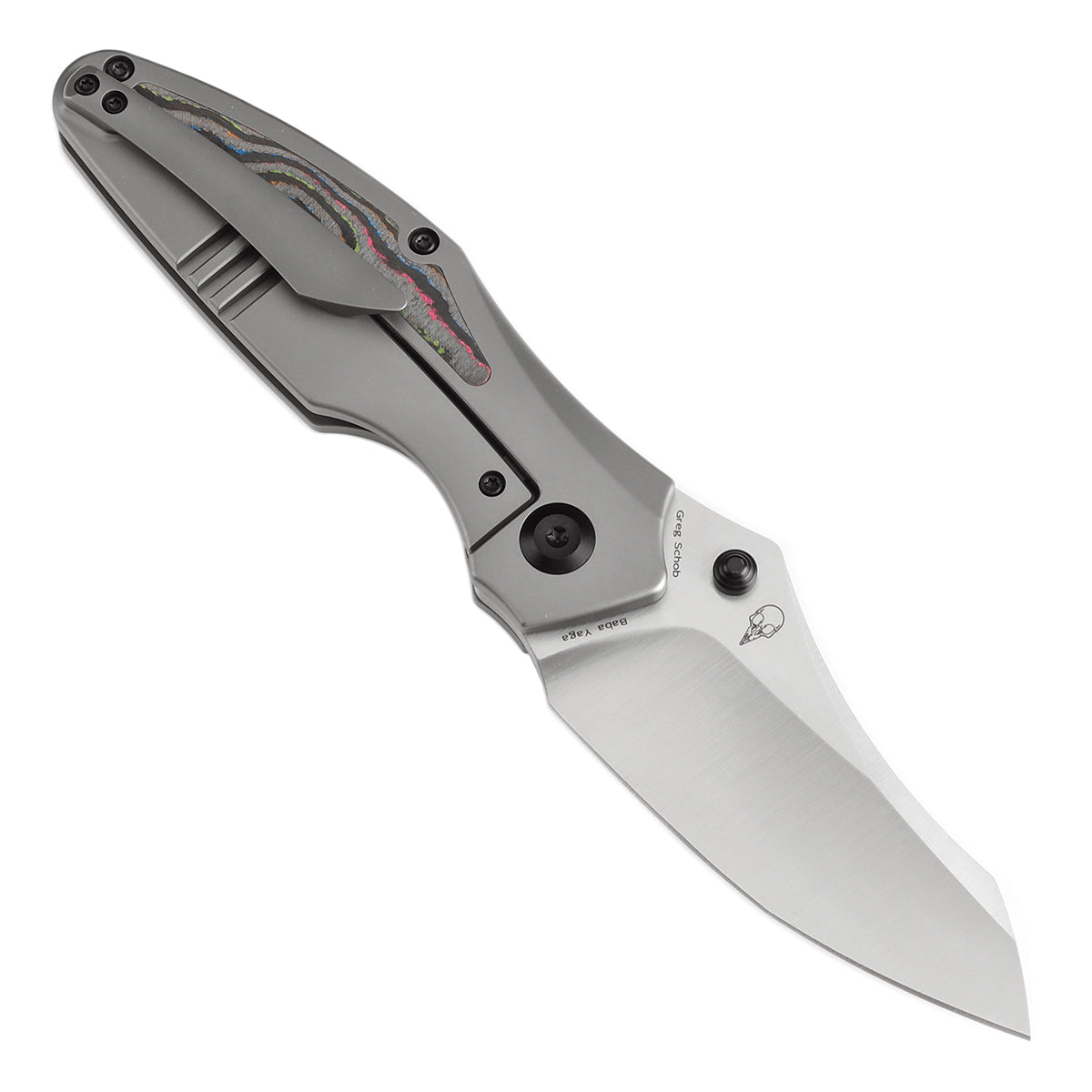 Kansept Baba Yaga K1074A4 open position showing CPM 20CV Wharncliffe blade
