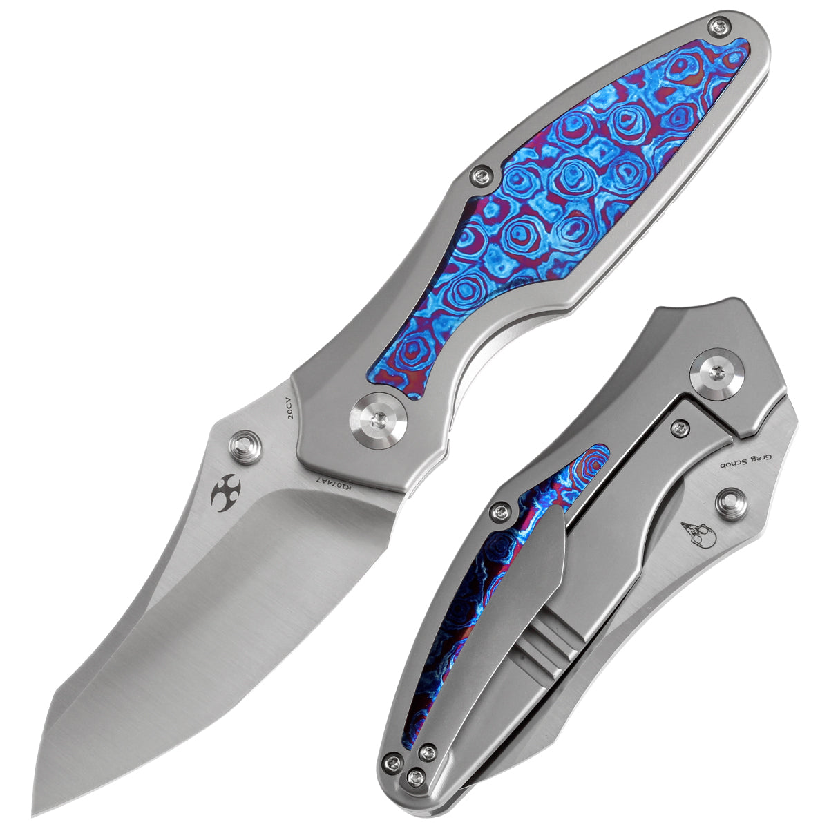 Kansept Baba Yaga K1074A7 front view – 3.06" satin CPM 20CV Wharncliffe folding knife