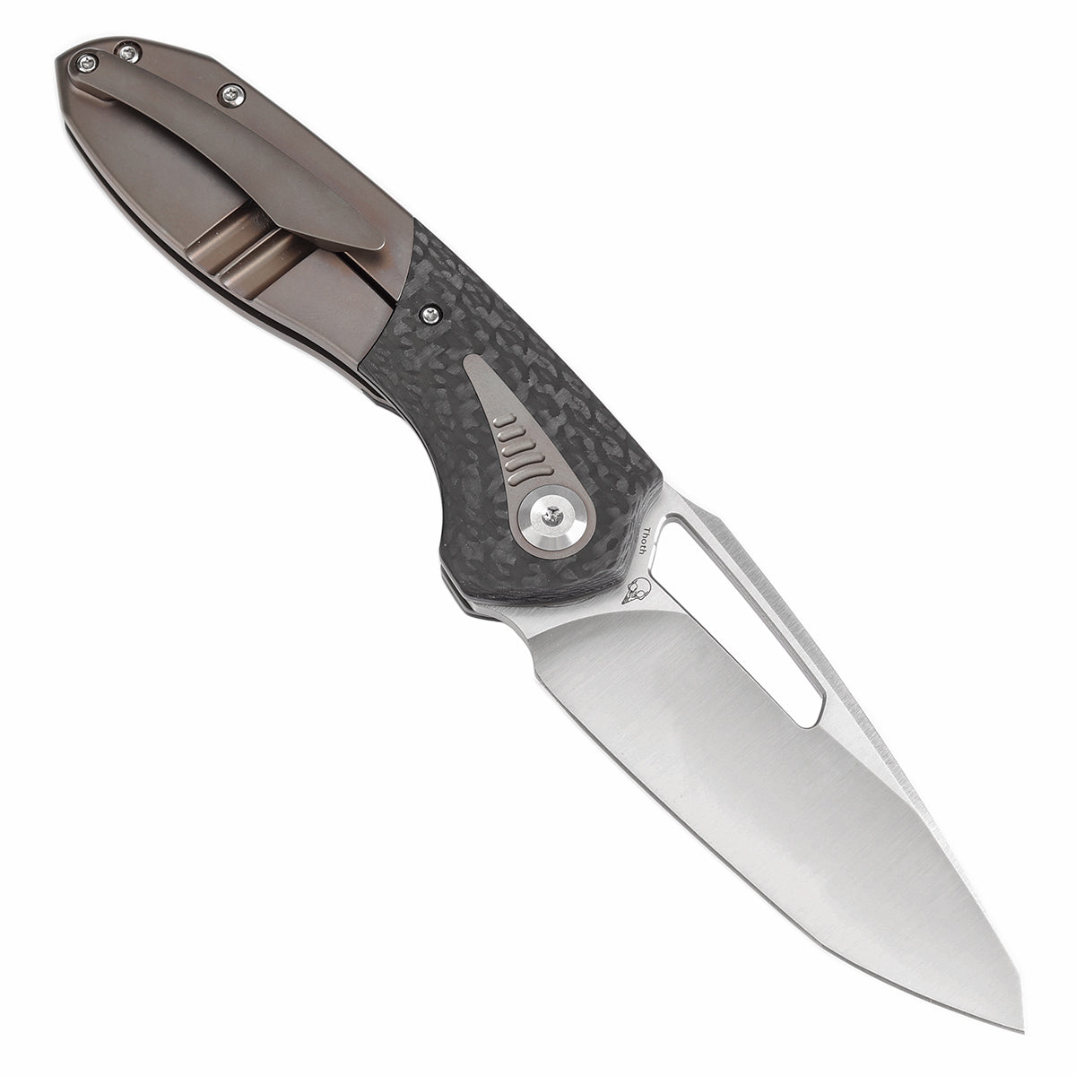 Kansept Thoth K1075T3 open position showing CPM 20CV clip point blade
