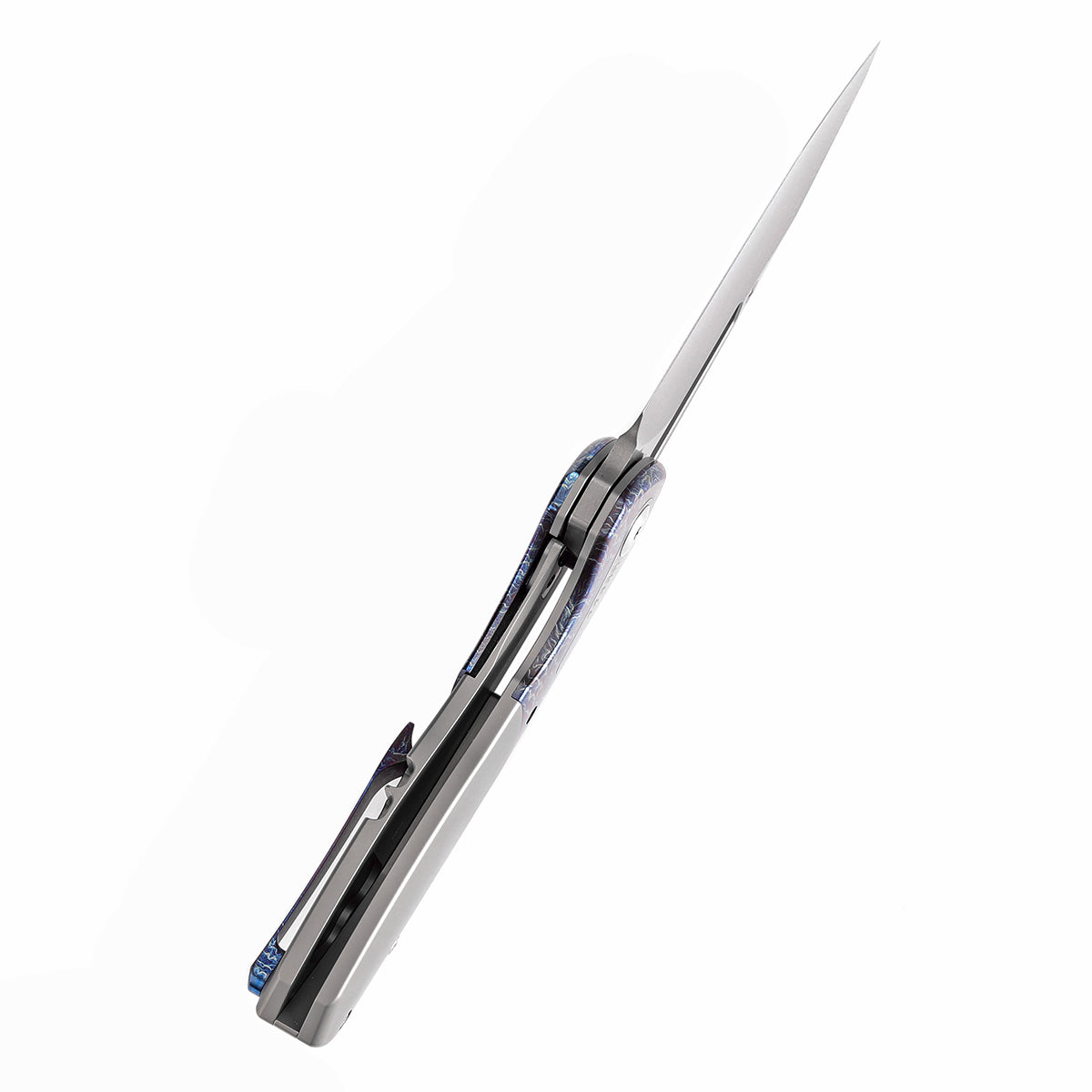 Kansept Thoth K1075T5 blade detail – Damascus clip point
