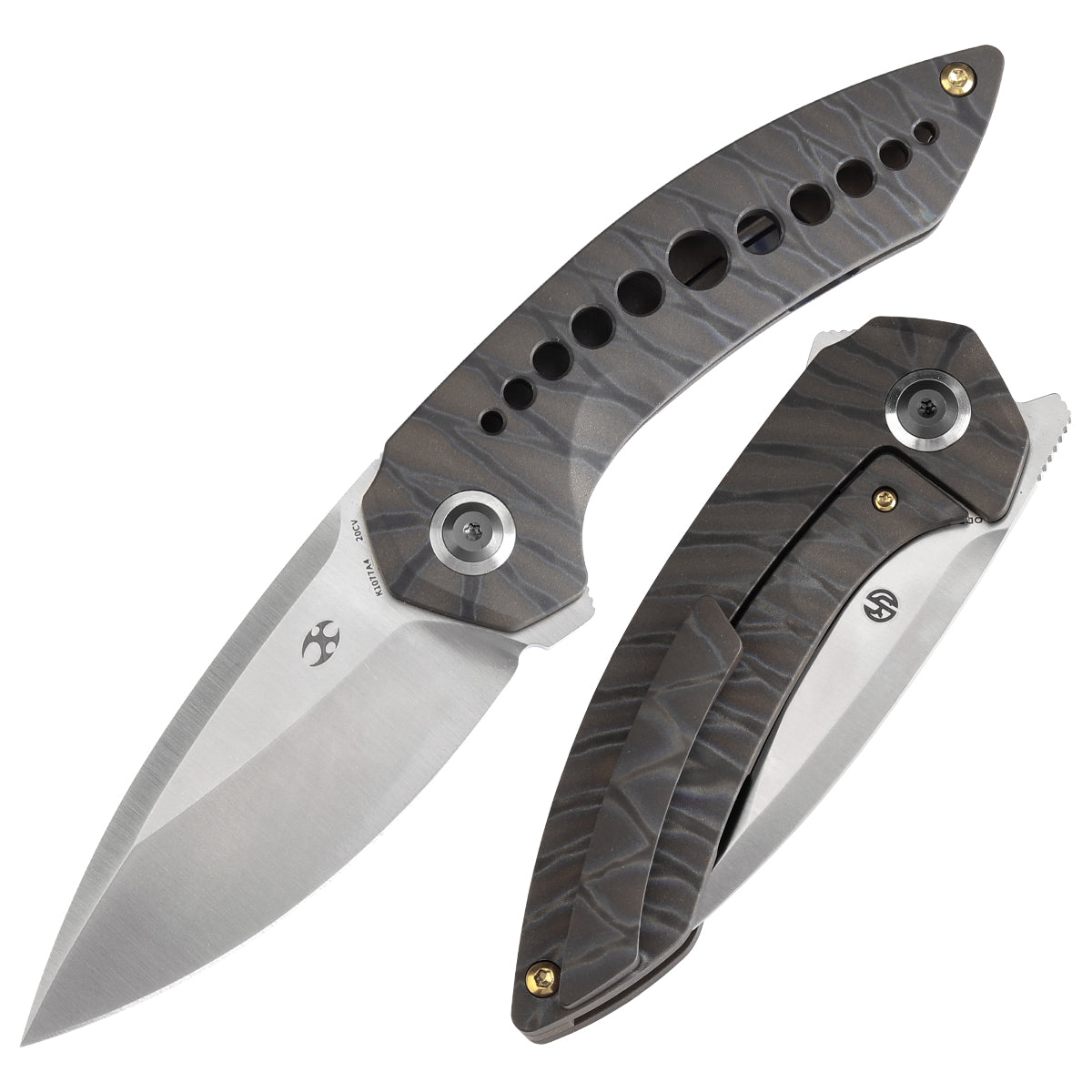 Kansept ODD 21 K1077A4 front view – 3.08" satin CPM 20CV drop point folding knife