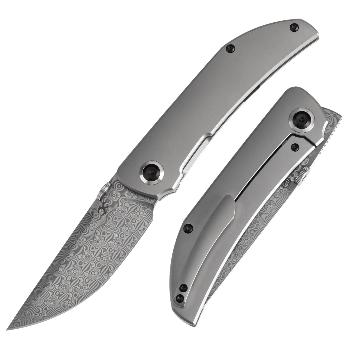 Kansept Tarkin K1078A4 front view – 3.42" Damascus tanto folding knife