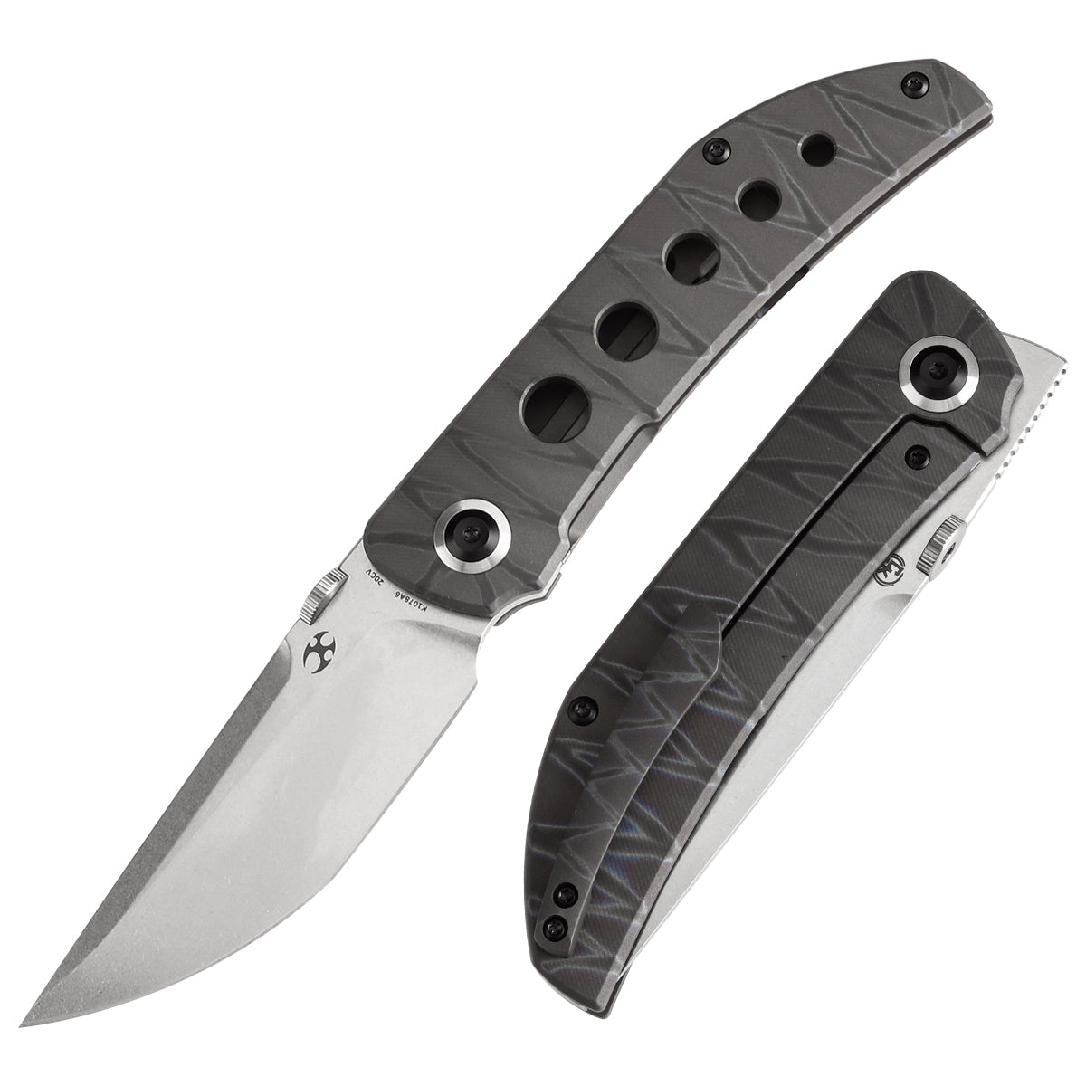 Kansept Tarkin K1078A6 front view – 3.42" satin CPM 20CV tanto folding knife