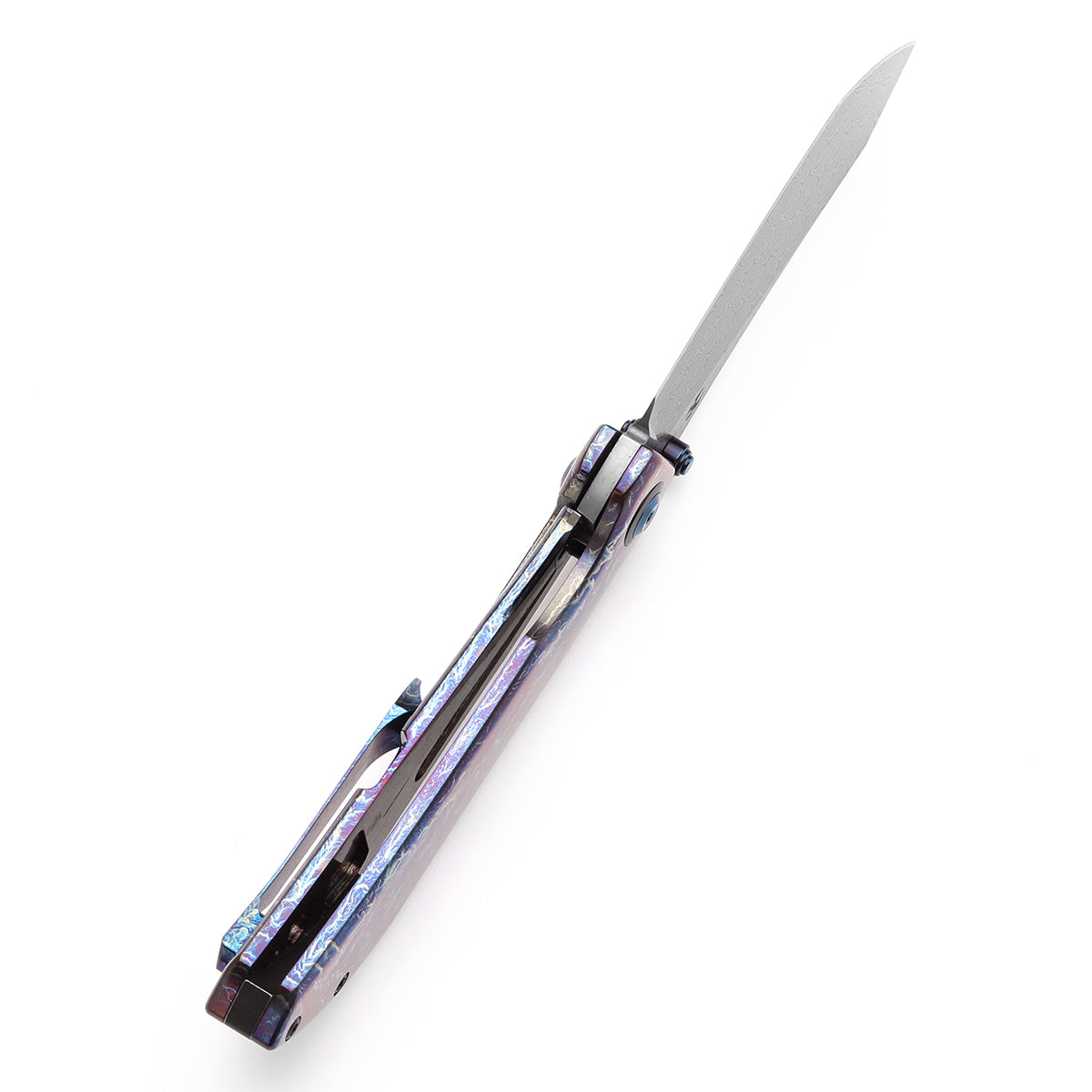 Kansept Tipper K1079A3 blade detail – Damascus Wharncliffe