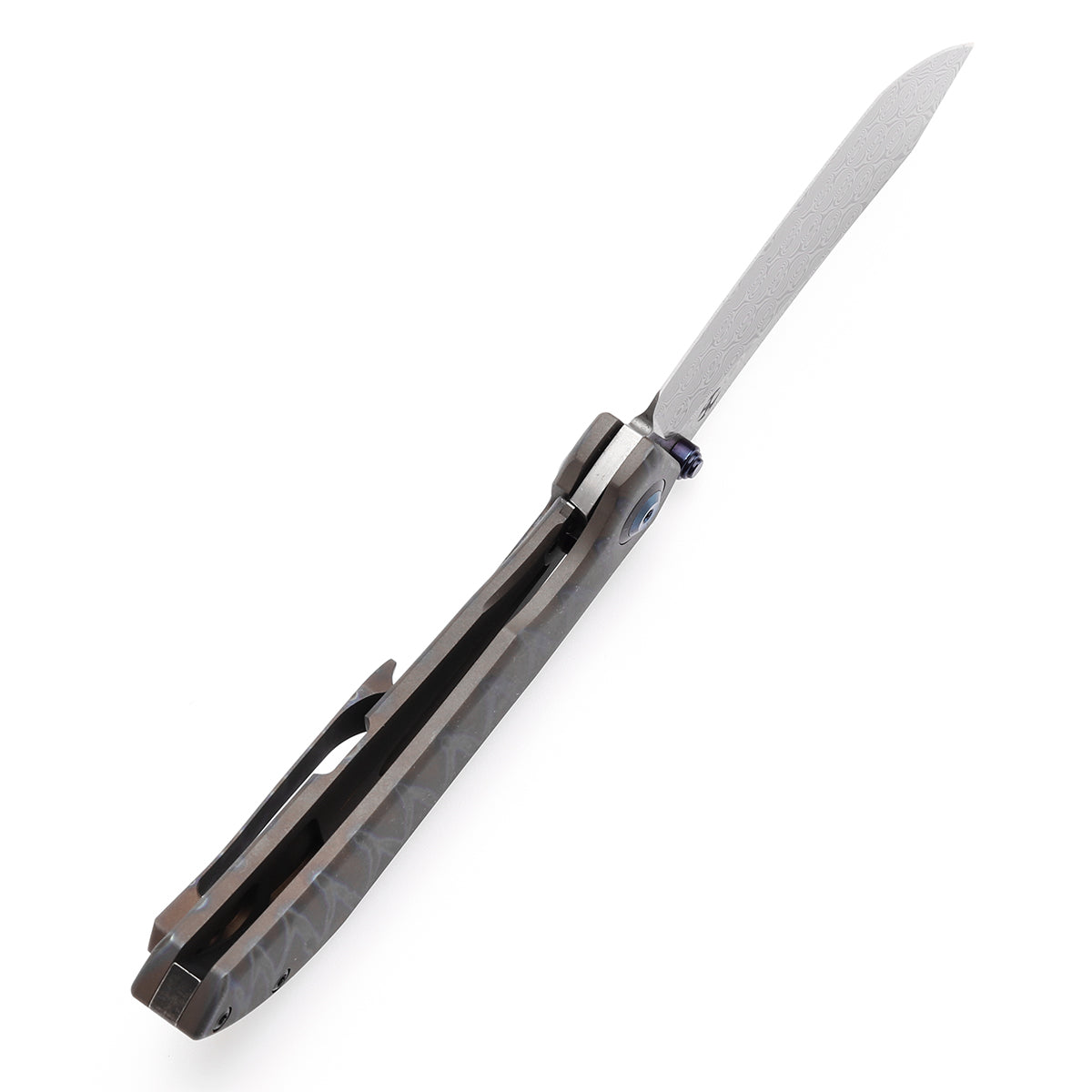 Kansept Tipper K1079A4 blade detail – Damascus Wharncliffe