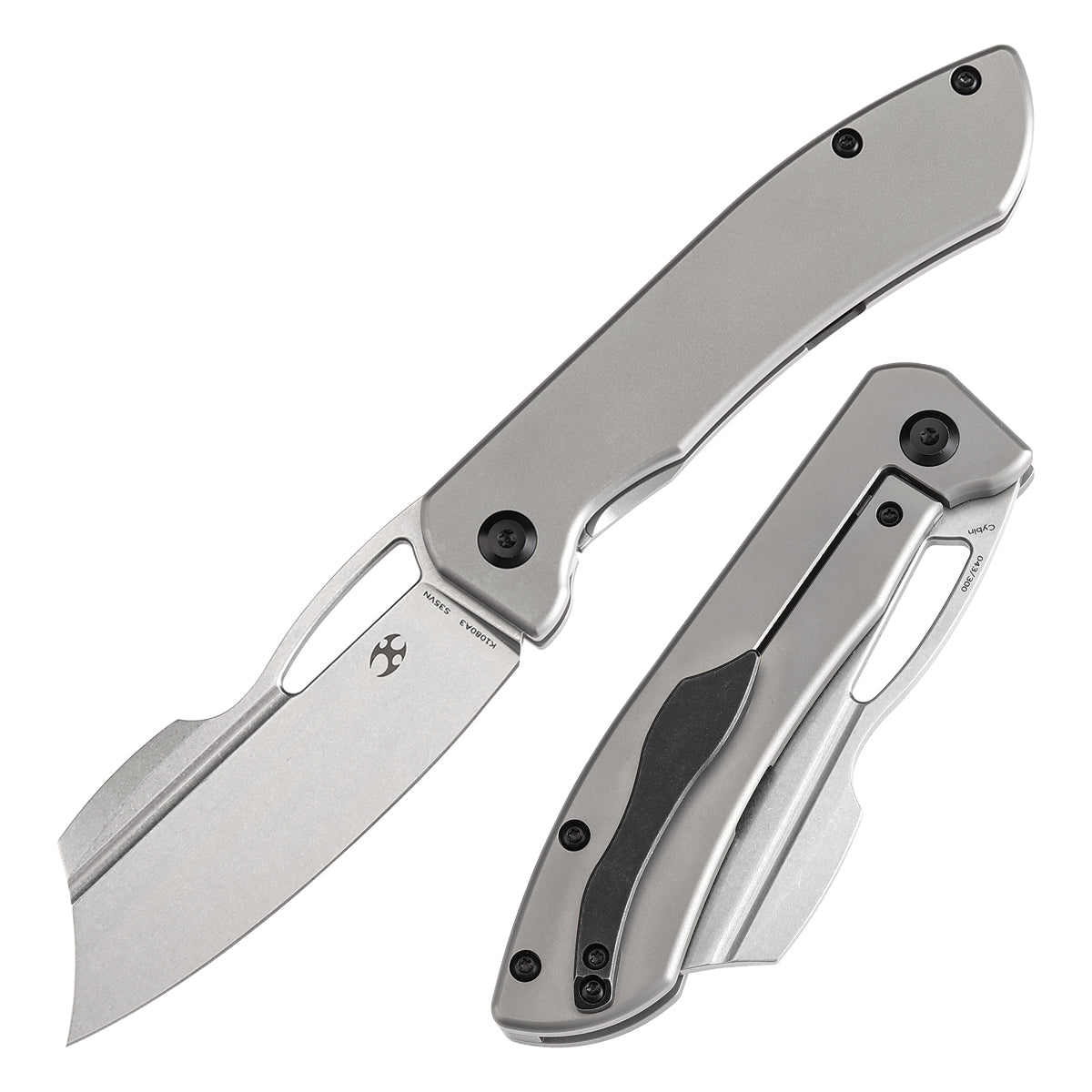 Kansept Cybin K1080A3 front view - 3.29" stonewashed CPM S35VN folding knife