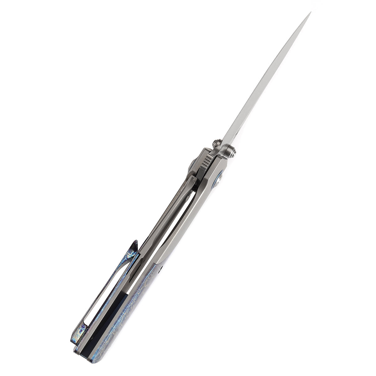 Kansept Deadite K1081A2 blade detail - Damascus clip point