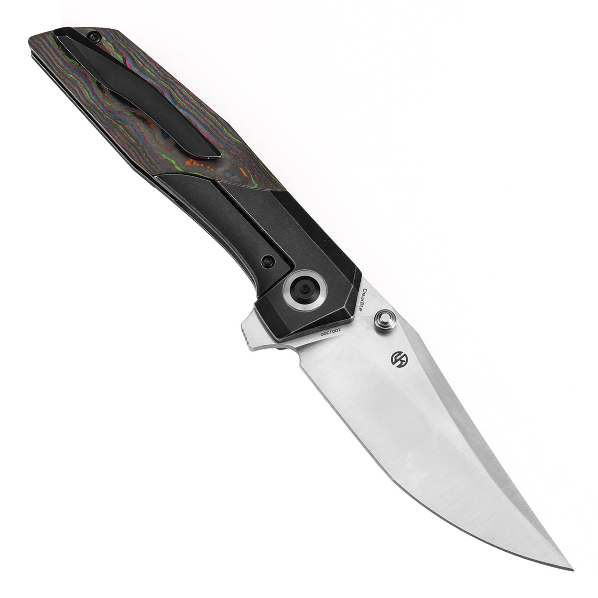 Kansept Deadite K1081A3 open position showing satin S35VN clip point blade