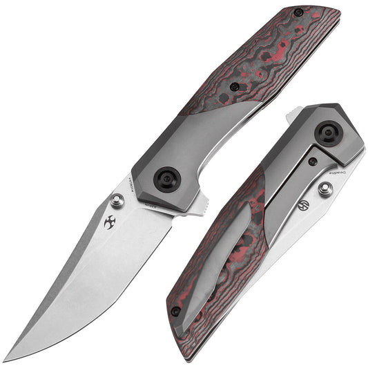 Kansept Deadite K1081A4 front view - 3.52" stonewashed CPM S35VN clip point folding knife
