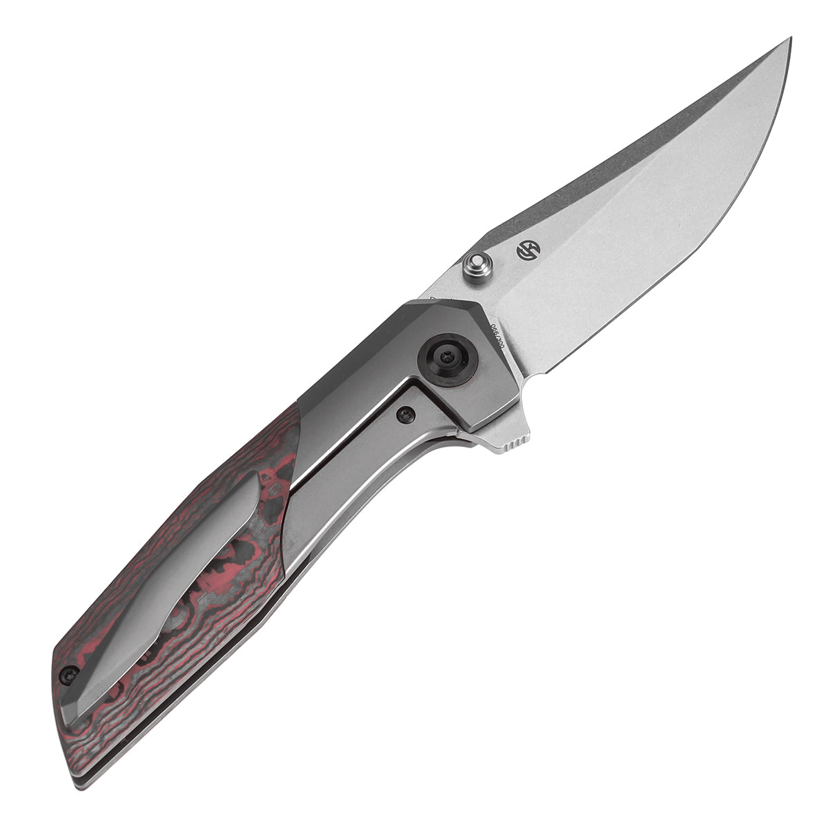 Kansept Deadite K1081A4 open position showing stonewashed CPM S35VN clip point blade
