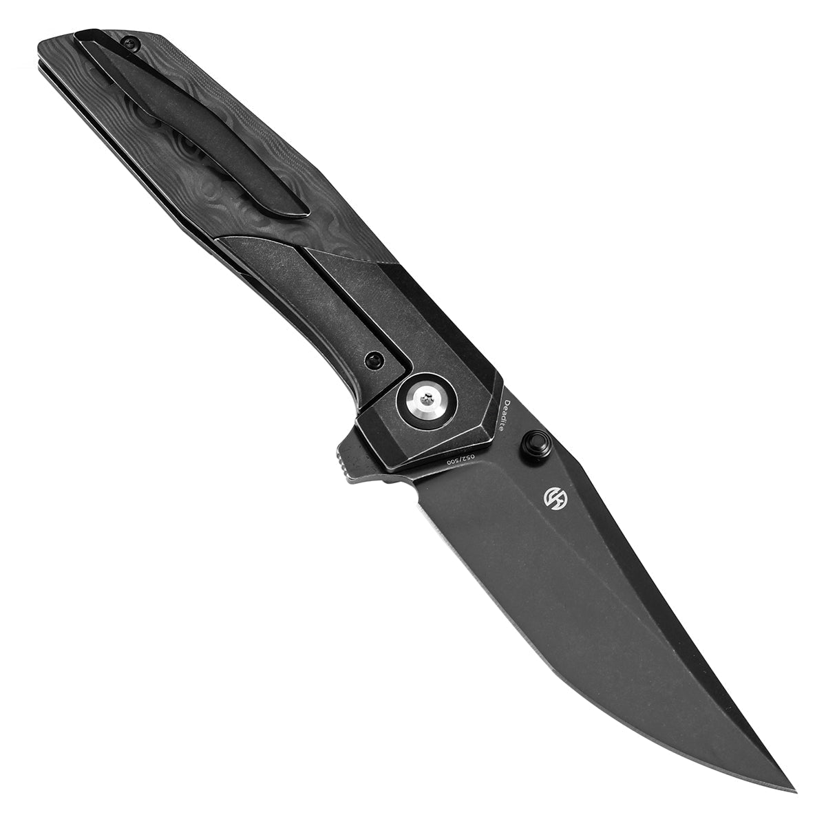 Kansept Deadite K1081A6 open position showing CPM S35VN clip point blade