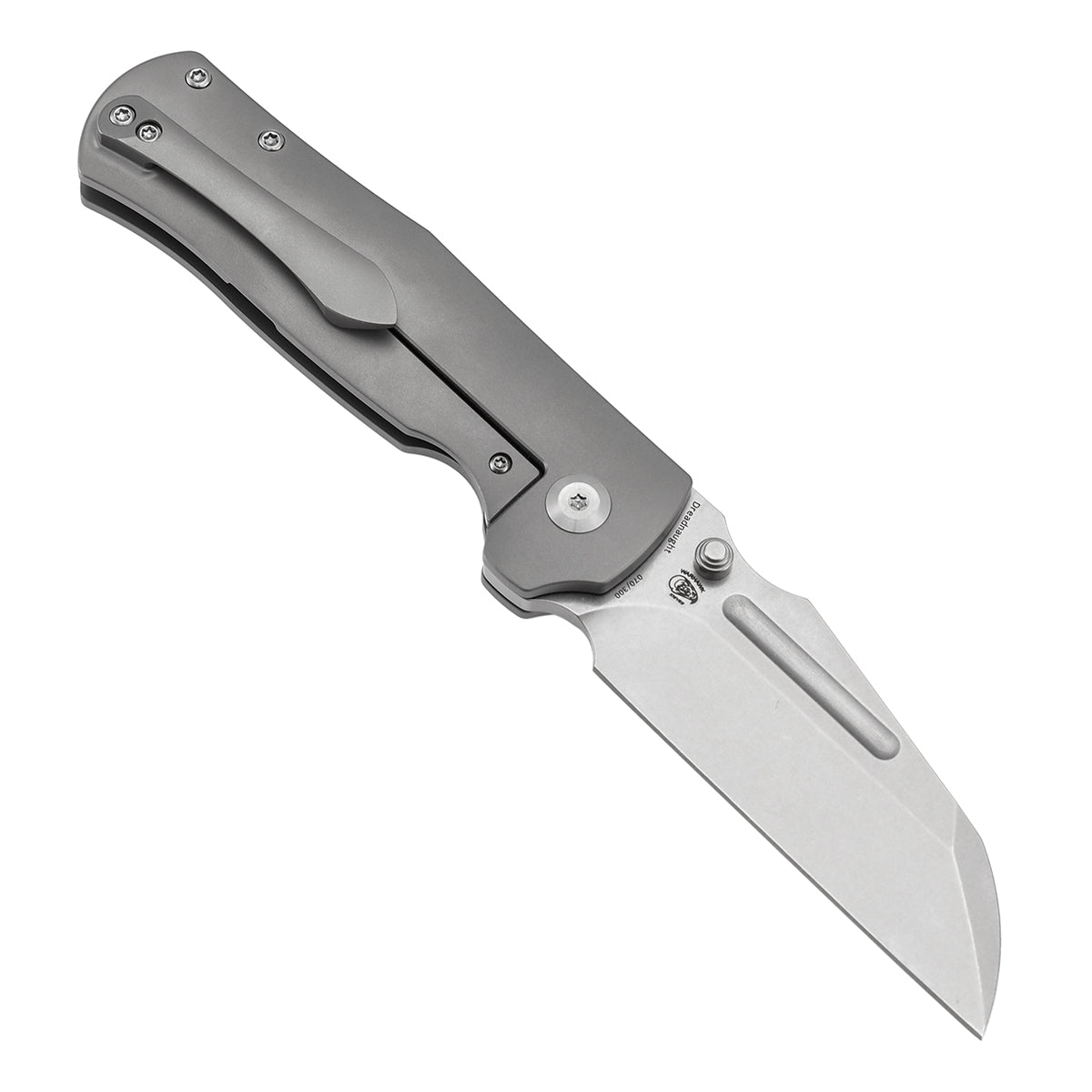 Kansept Dreadnaught K1082A1 open position showing CPM S35VN cleaver blade