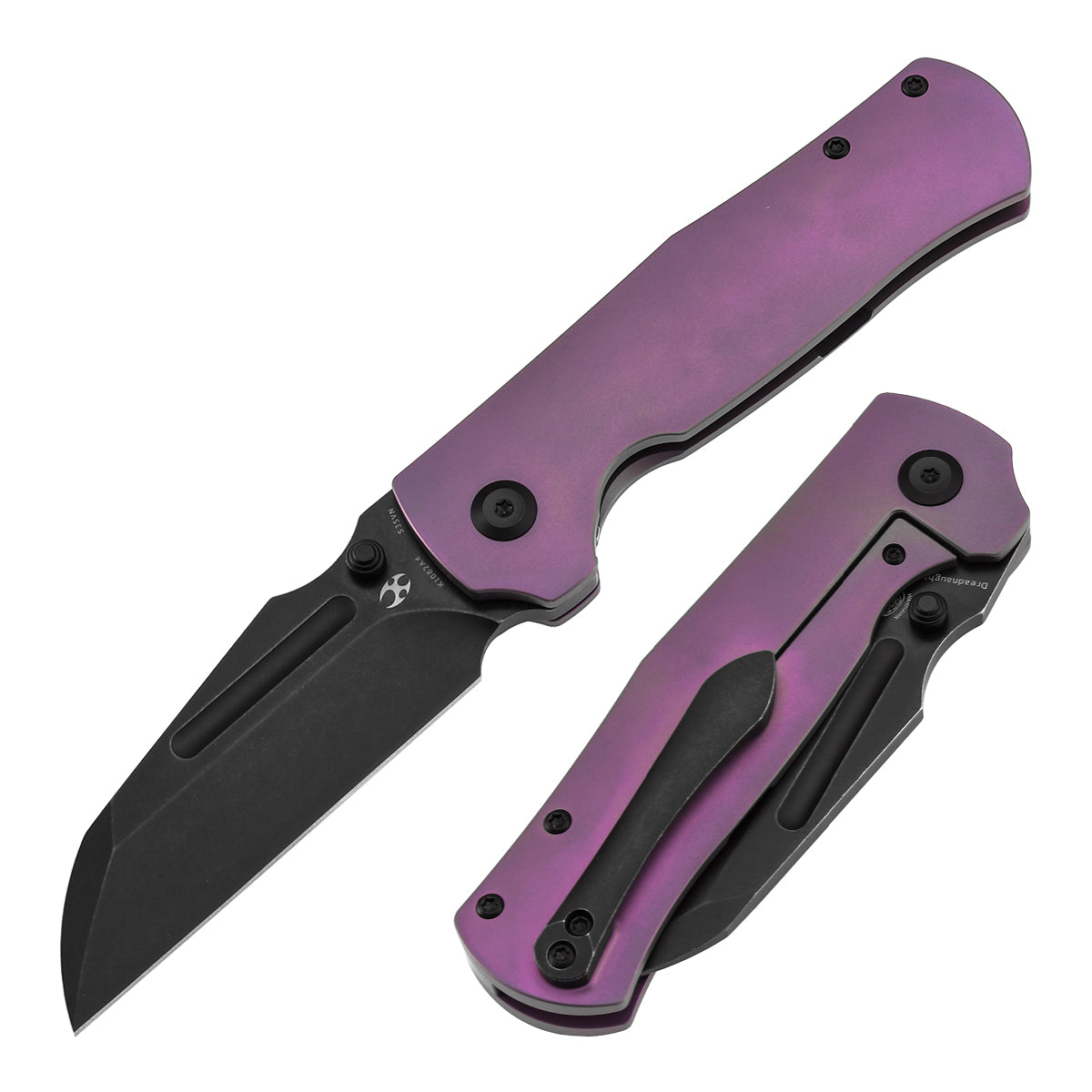 Kansept Knives Dreadnaught K1082A4 front view – 3.49" Blackwash CPM S35VN cleaver folding knife