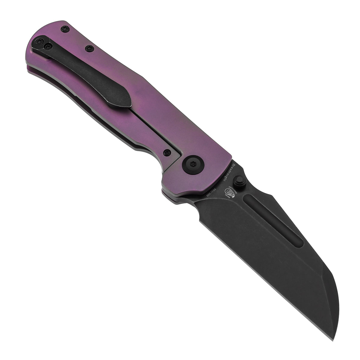 Kansept Knives Dreadnaught K1082A4 open position showing CPM S35VN cleaver blade