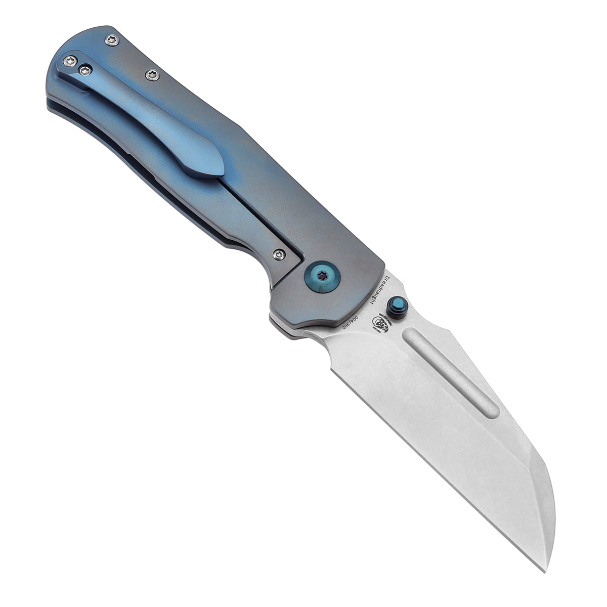 Kansept Knives Dreadnaught K1082A5 open position showing CPM S35VN cleaver blade