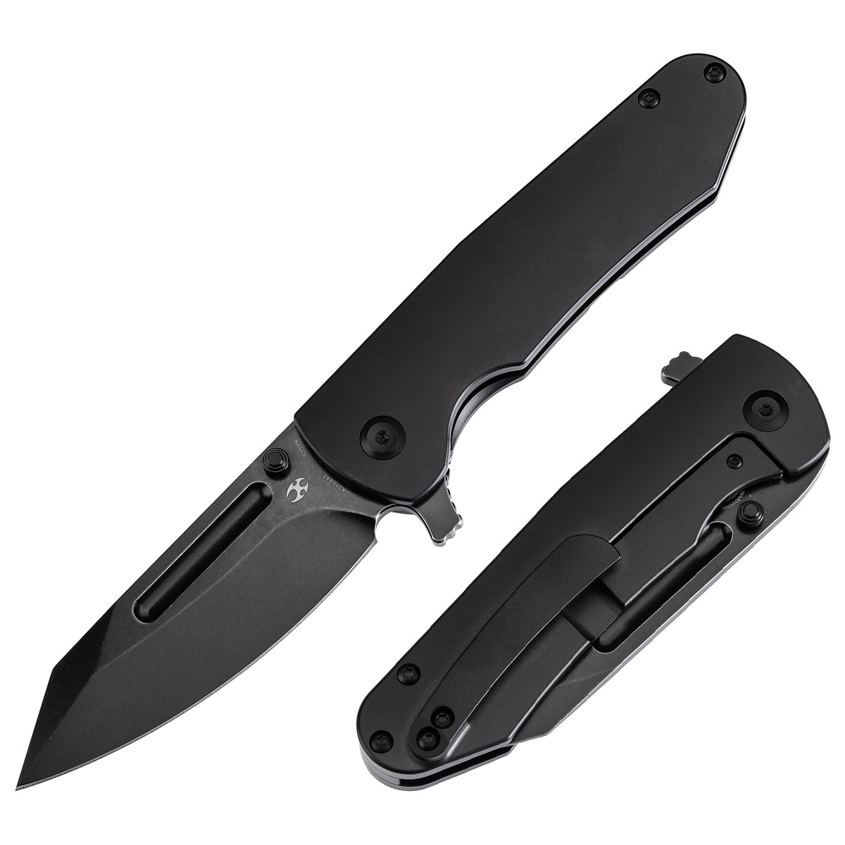 Kansept Superhawk K1084A1 front view – 3.89" Blackwash CPM S35VN wharncliffe folding knife