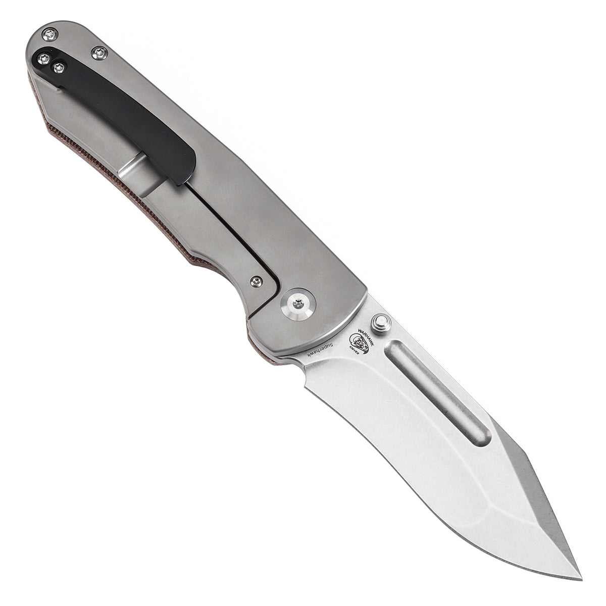 Kansept Superhawk K1084B1 open position showing CPM-S35VN Wharncliffe blade