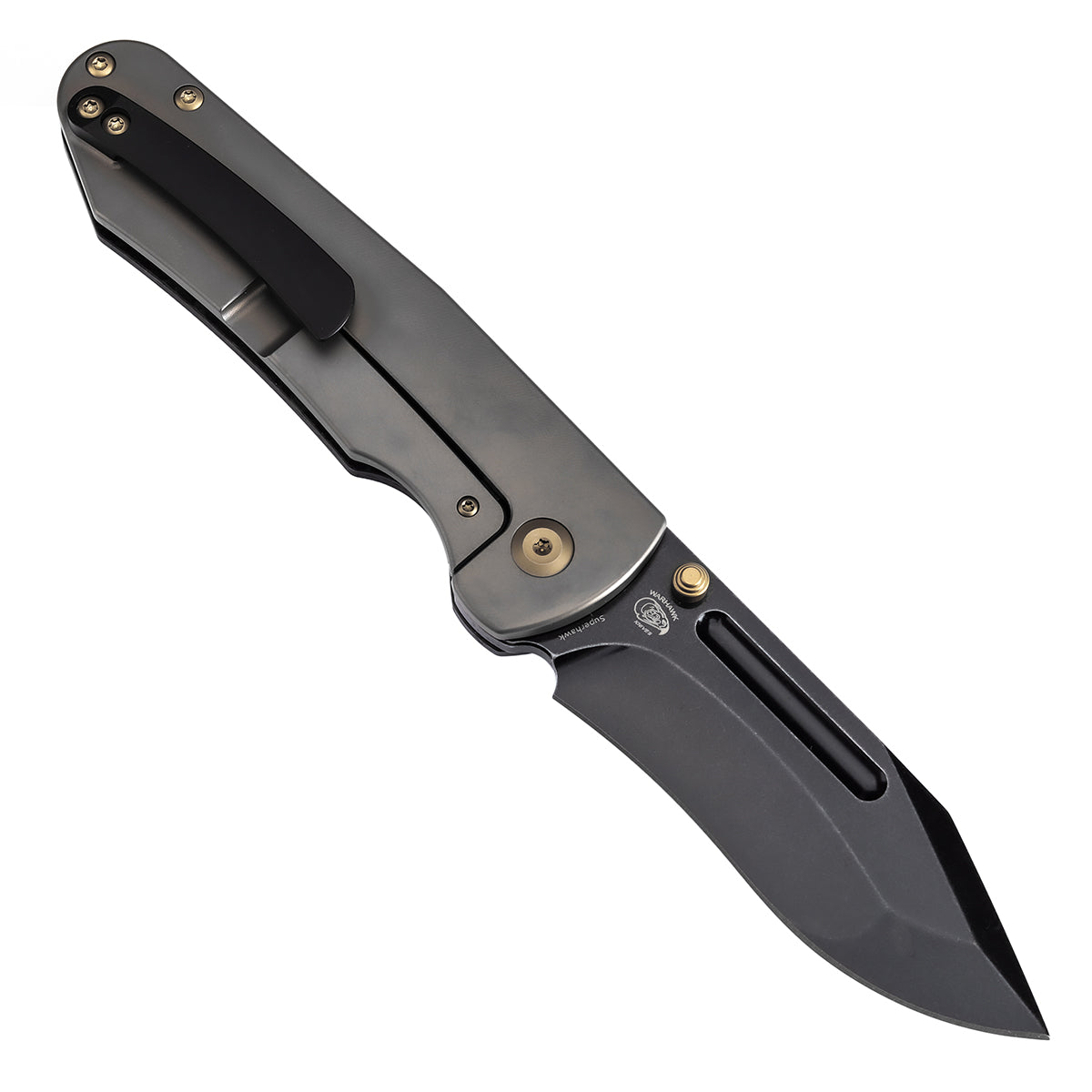 Kansept Superhawk K1084B2 open position showing CPM-S35VN Wharncliffe blade