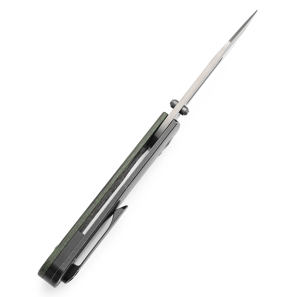 Kansept Superhawk K1084B3 blackwash titanium and green carbon fiber handle scales