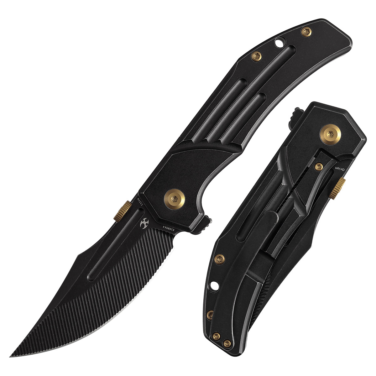Kansept Orion K1089A4 front view – 3.07" Blackwash CPM S35VN clip point folding knife