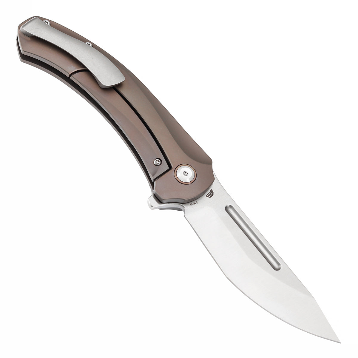 Kansept Hira K1090A2 open position showing CPM S35VN tanto blade
