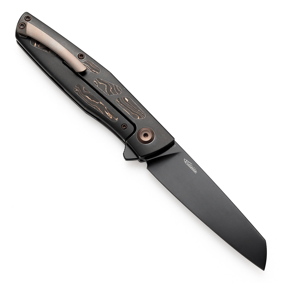 Kansept Cru K1092A1 open position showing CPM-S35VN Wharncliffe blade