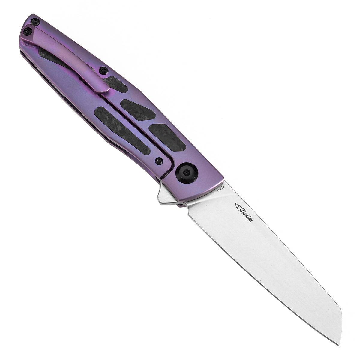 Kansept Cru K1092A2 open position showing CPM-S35VN Wharncliffe blade