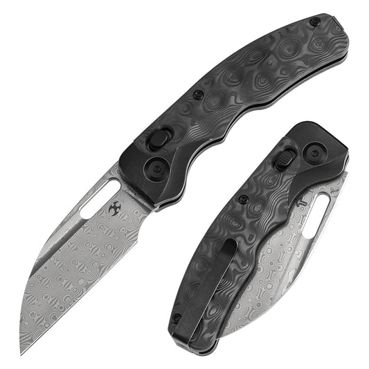 Kansept Vivid K1094V1 front view – 3.04" Damascus Wharncliffe folding knife