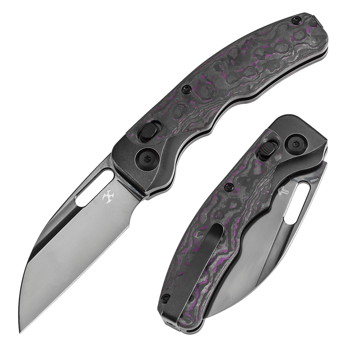 Kansept Vivid K1094V4 front view – 3.04" mirror DLC CPM S35VN Wharncliffe folding knife