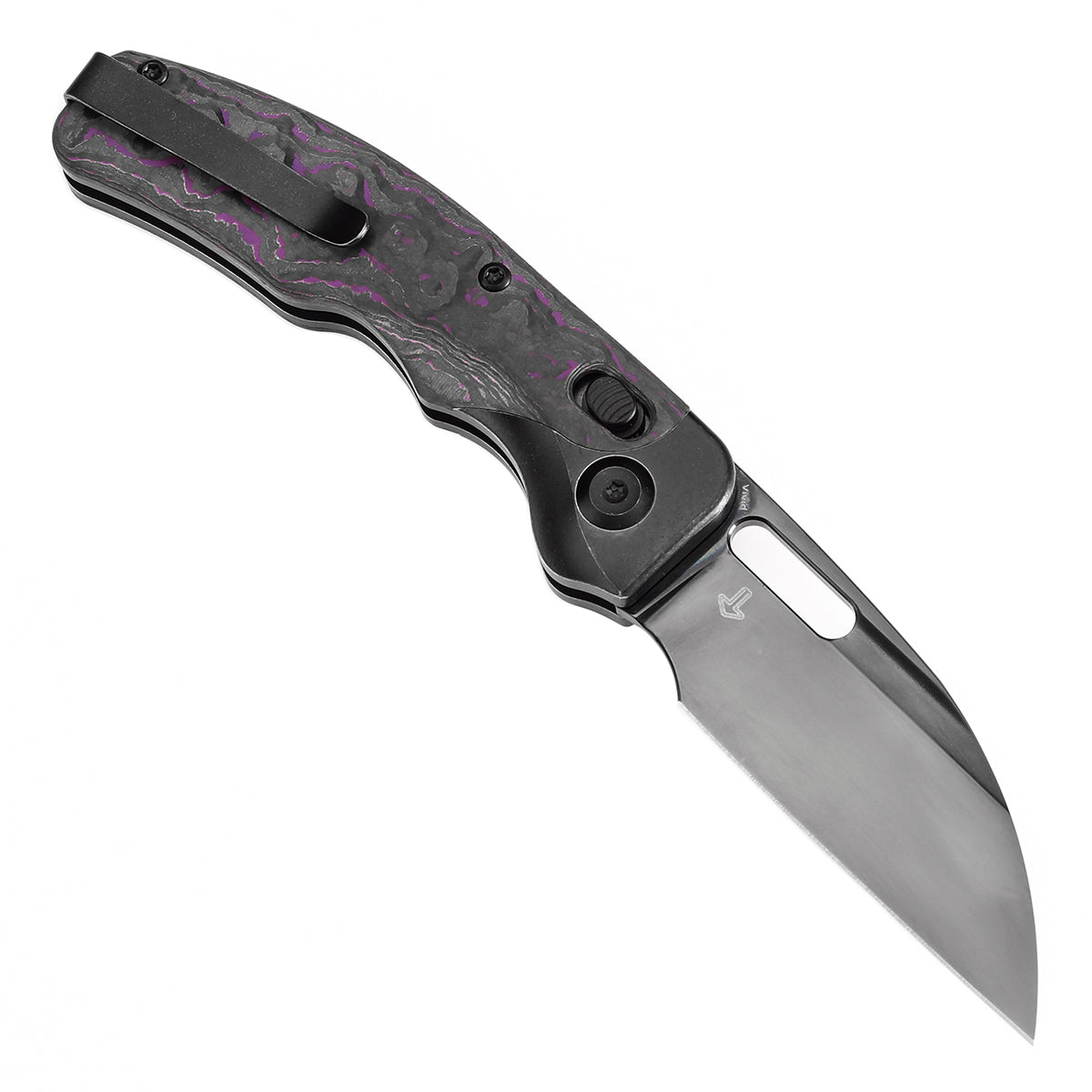 Kansept Vivid K1094V4 open position showing mirror DLC CPM S35VN Wharncliffe blade