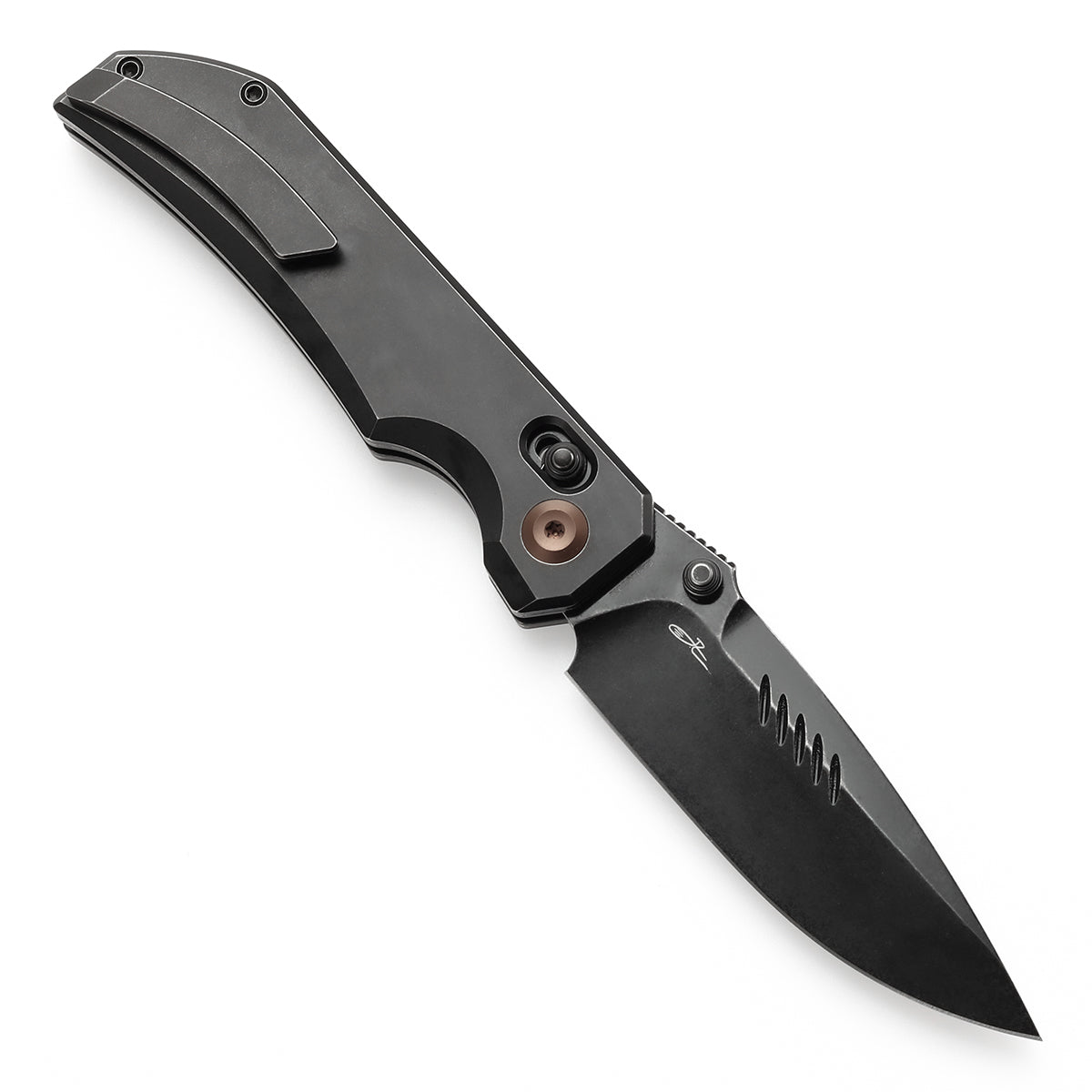 Kansept Eaglestrike K1095V2 open position showing CPM S35VN wharncliffe blade