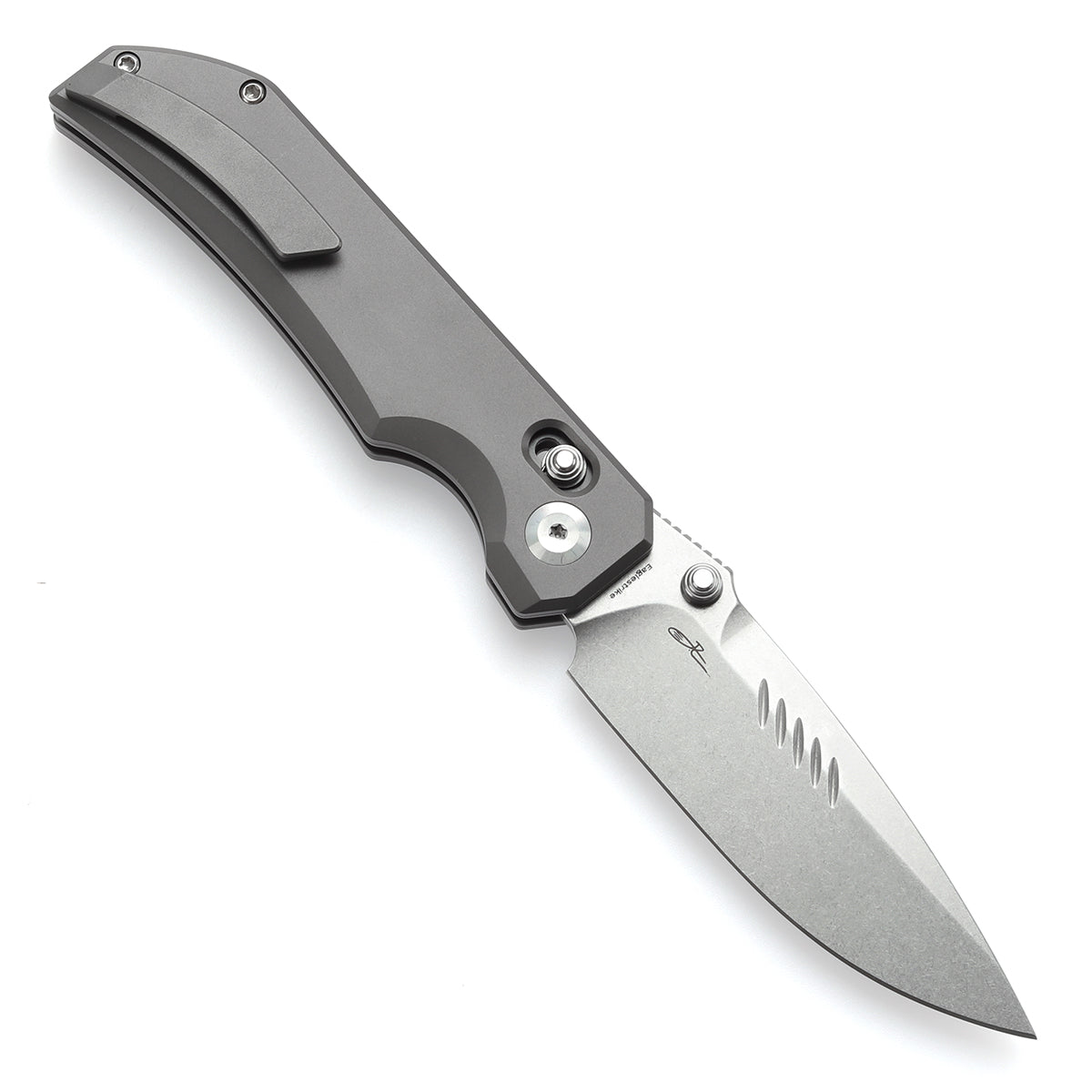 Kansept Eaglestrike K1095V3 open position showing CPM S35VN drop point blade