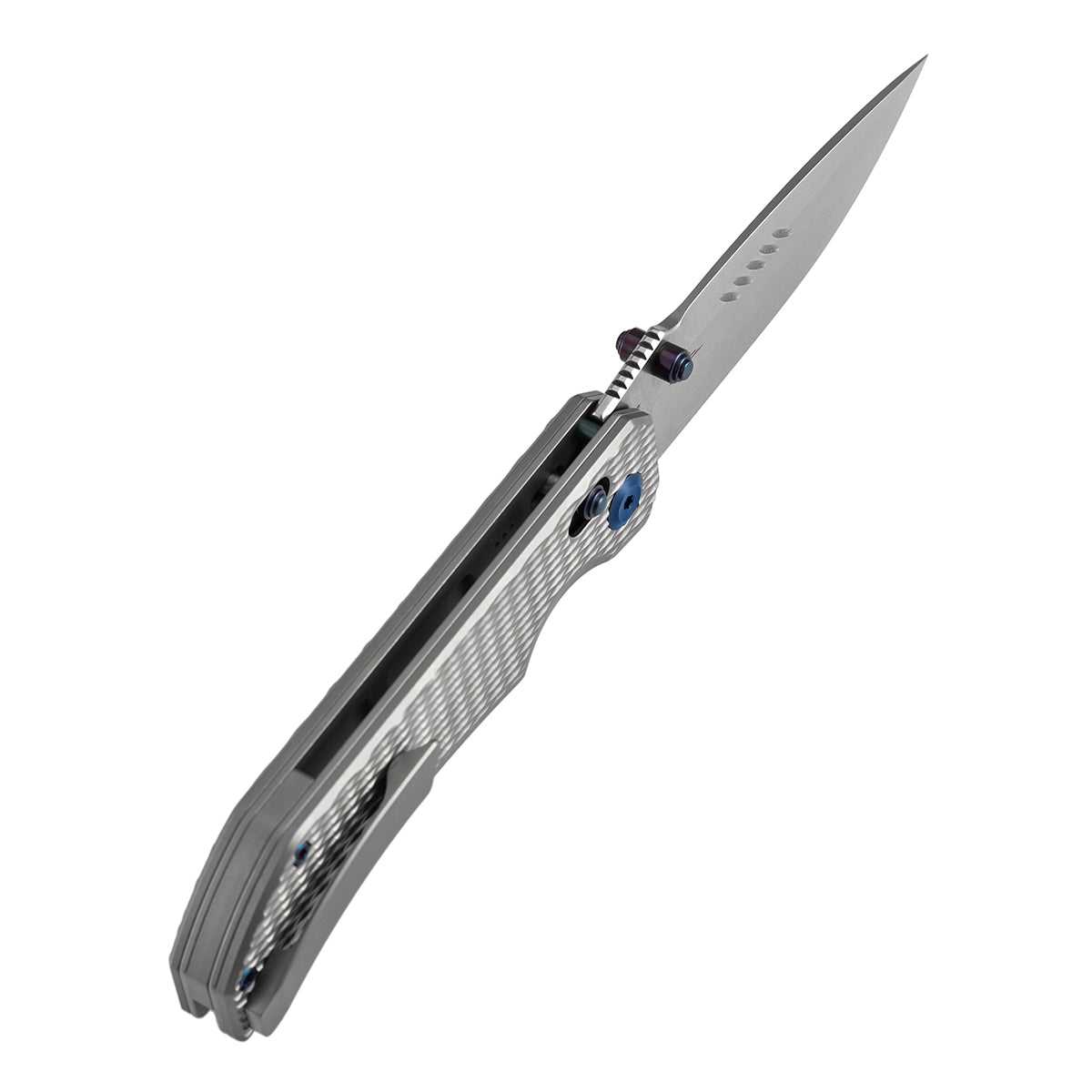 Kansept Eaglestrike K1095V4 bead blasted titanium diamond pattern handle scales