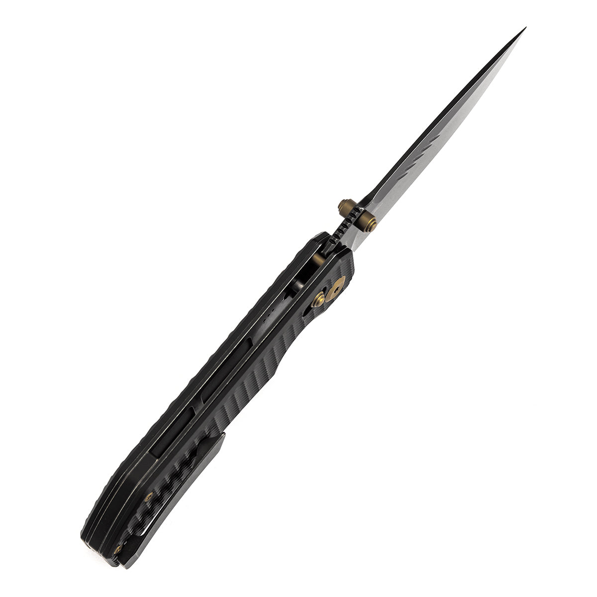 Kansept Eaglestrike K1095V6 black anodized titanium diamond pattern handle scales