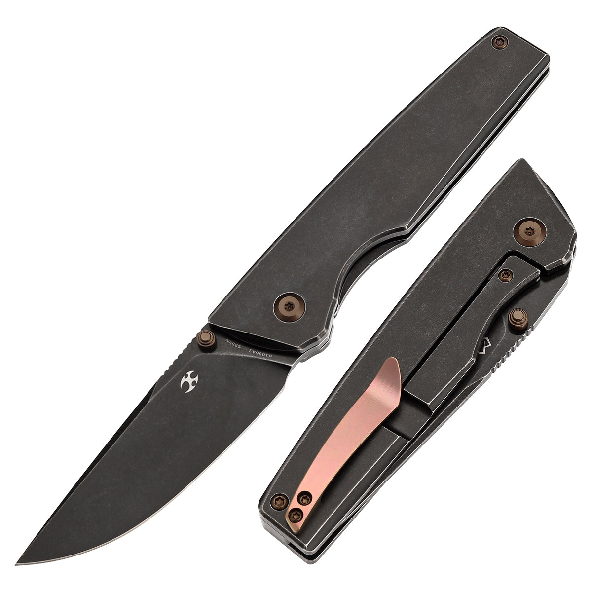 Kansept Chimera K1096A3 front view – 3.15" blackwash CPM S35VN tanto folding knife