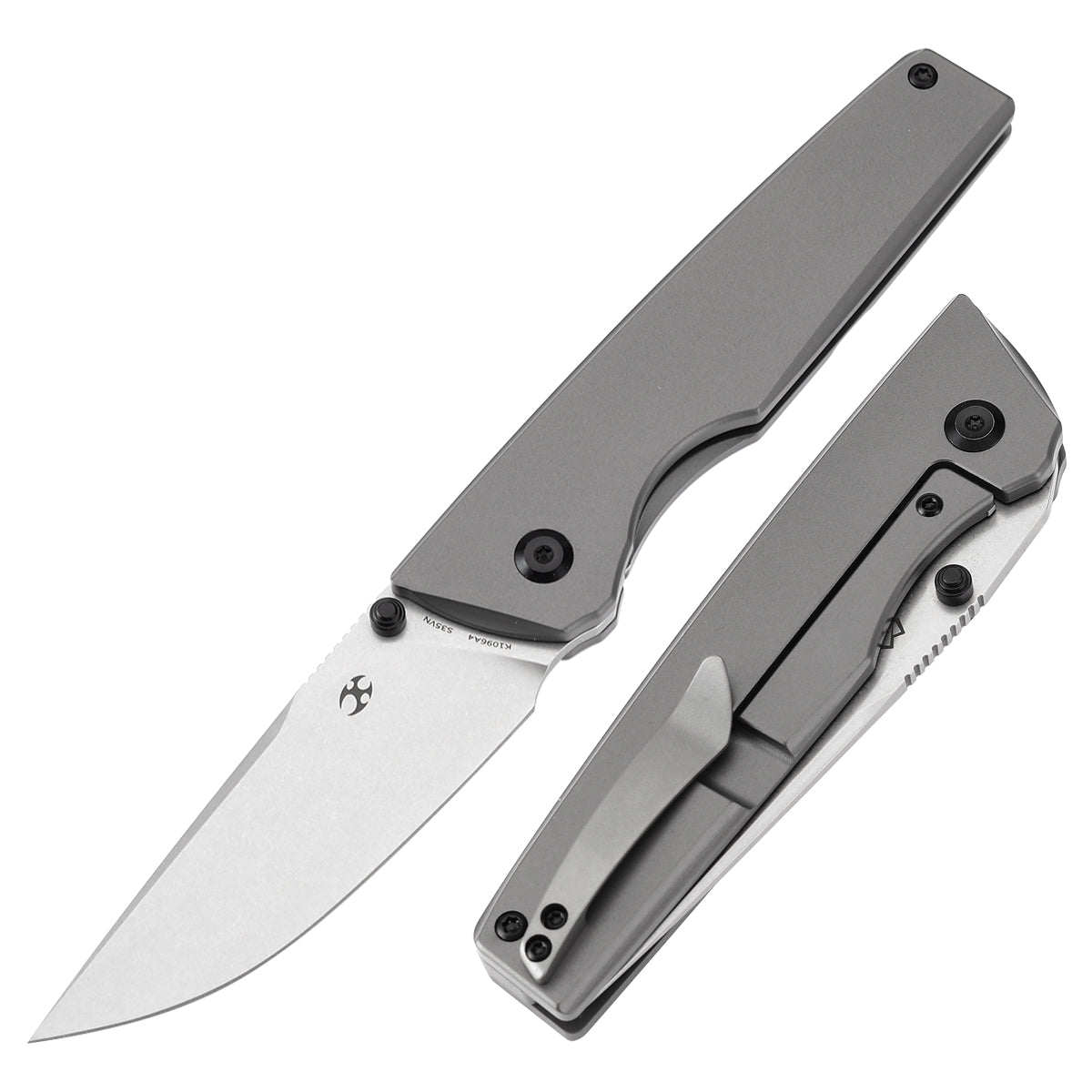 Kansept Chimera K1096A4 front view – 3.15" stonewashed CPM S35VN tanto folding knife