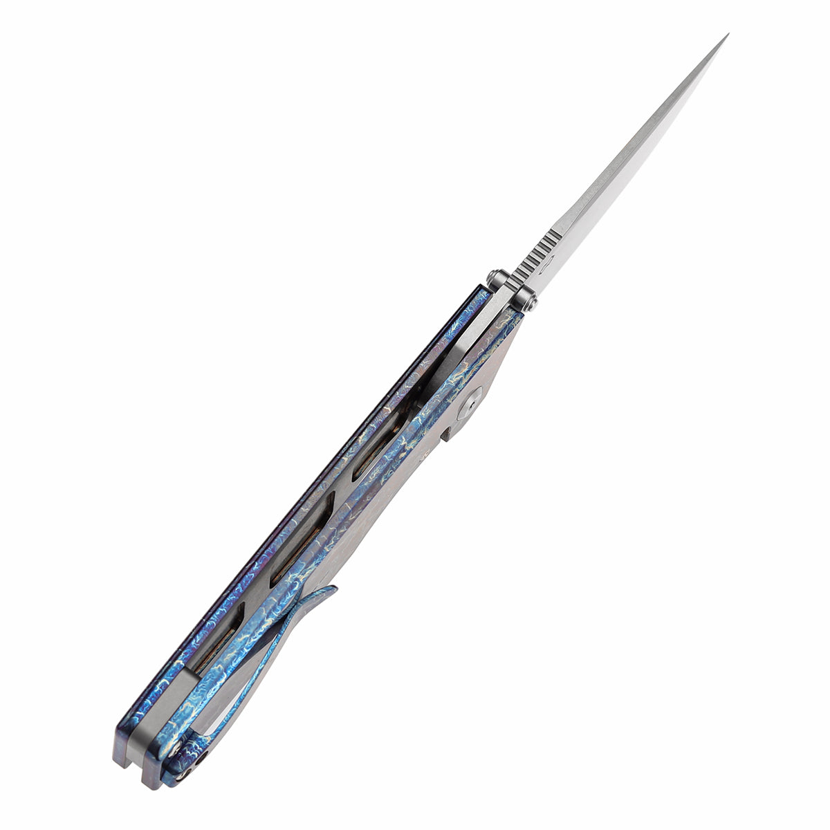 Kansept Chimera K1096A5 blue purple lightning strike titanium handle scales