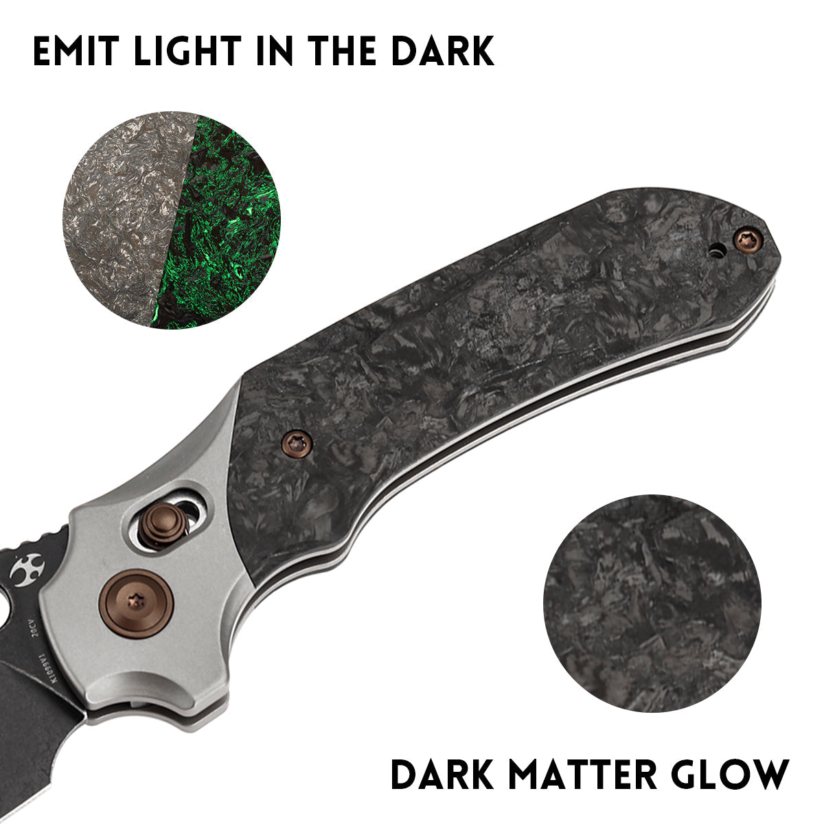 Kansept Quasar K1099V1 blade detail – blackwash CPM 20CV drop point