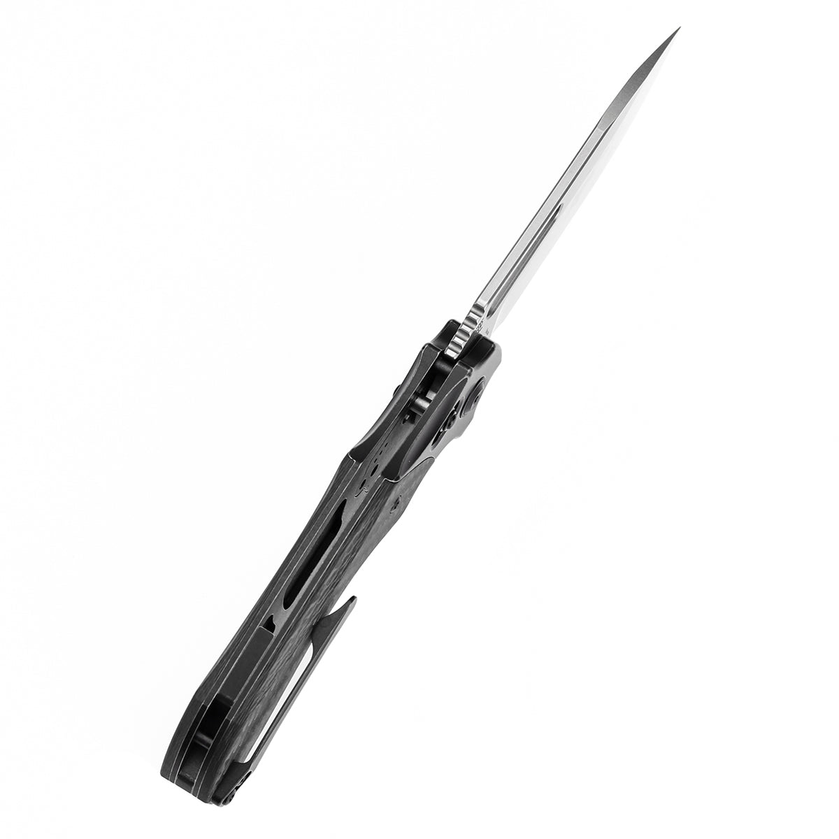 Kansept Quasar K1099V2 blackwash titanium and twill carbon fiber handle scales