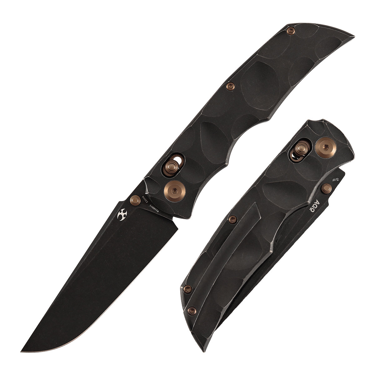 Kansept SIF K1100V3 front view – 3.76" blackwash CPM S35VN drop point folding knife