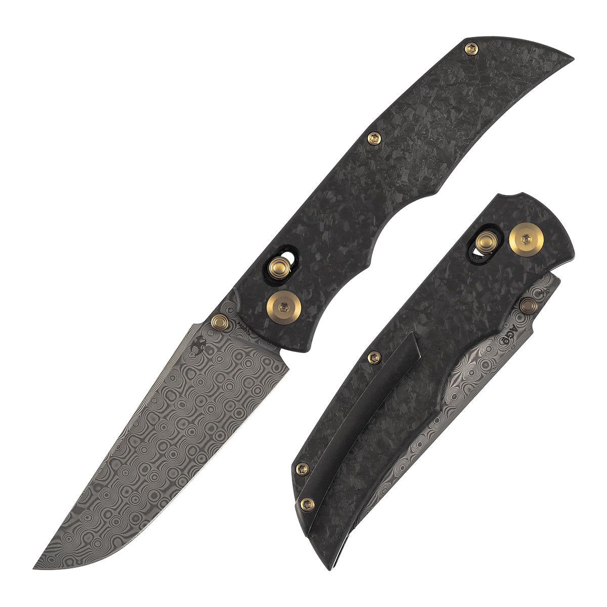 Kansept SIF K1100V4 front view – 3.76" blackwash Damascus drop point folding knife